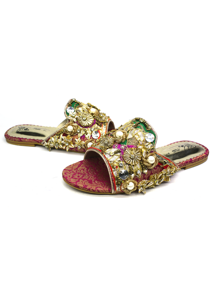Women Slippers With Gota Work