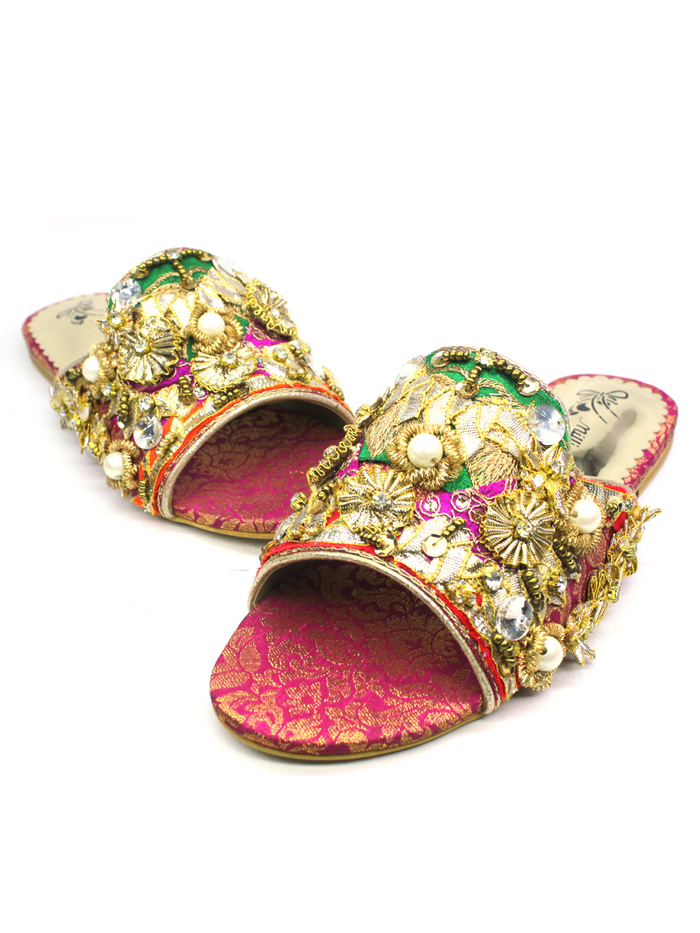 Women Slippers With Gota Work