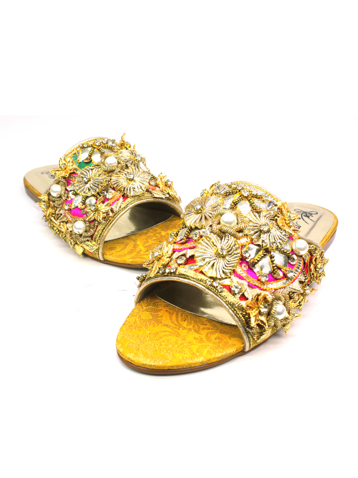 Women Slippers With Gota Work