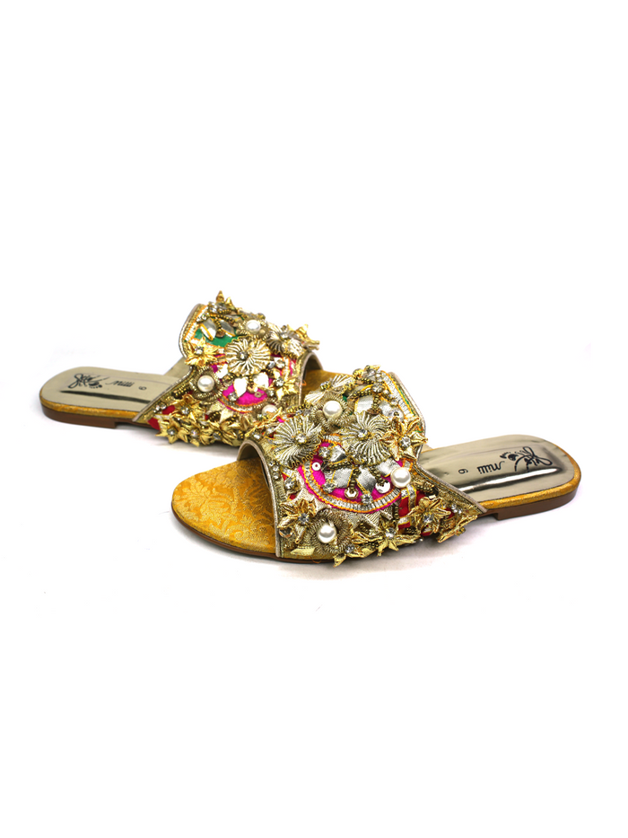 Women Slippers With Gota Work