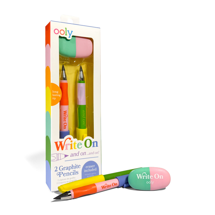 Quarter angle of packaging of OOLY Write On Graphite Pencils