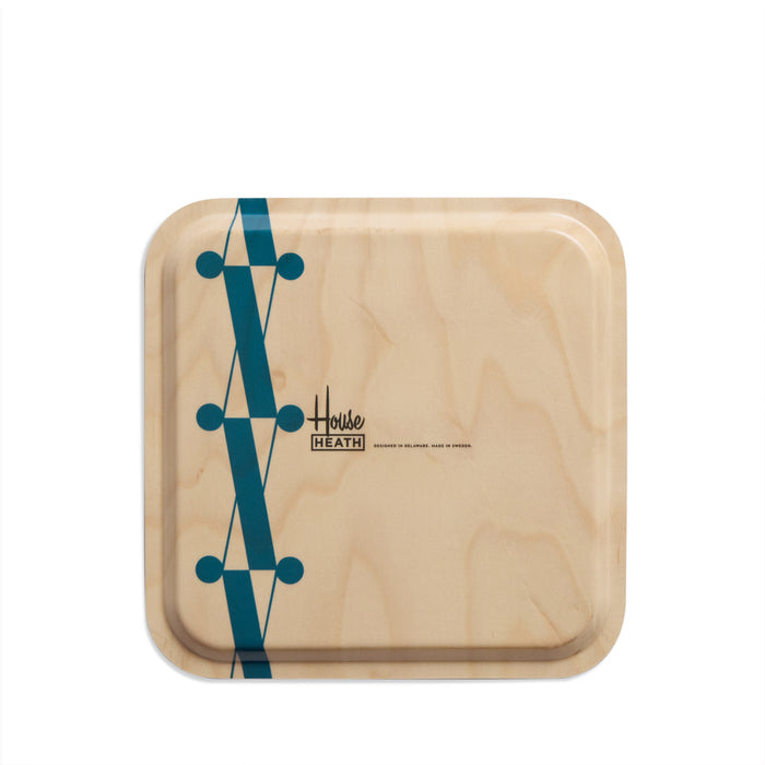 X Pattern Square Tray in Cerulean