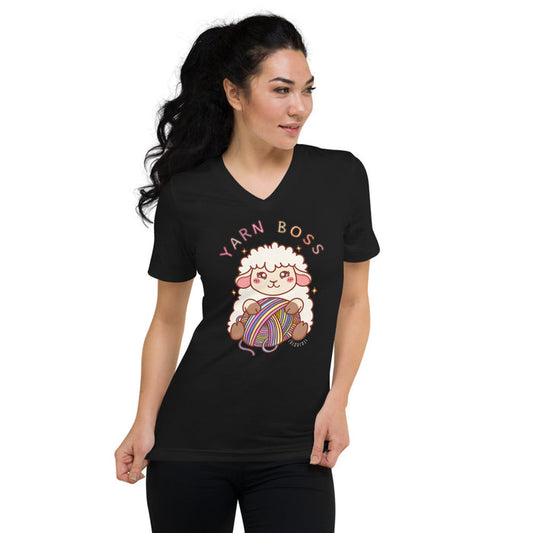 YARN BOSS - Unisex Short Sleeve V-Neck T-Shirt