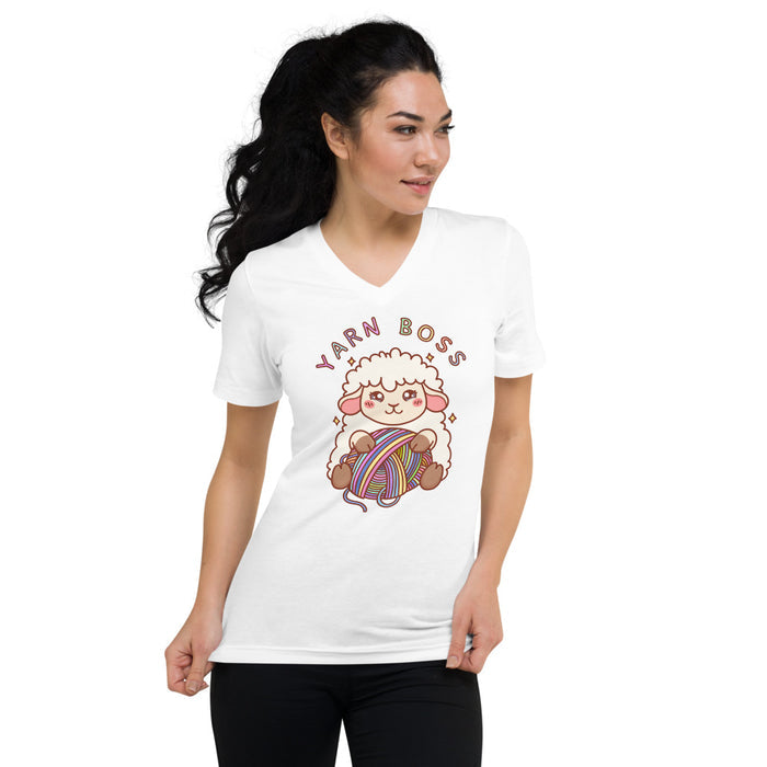 YARN BOSS - Unisex Short Sleeve V-Neck T-Shirt