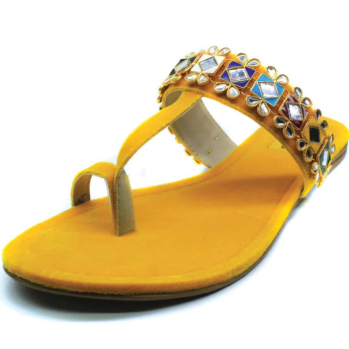 Yellow Fancy kolhapuri Chappal