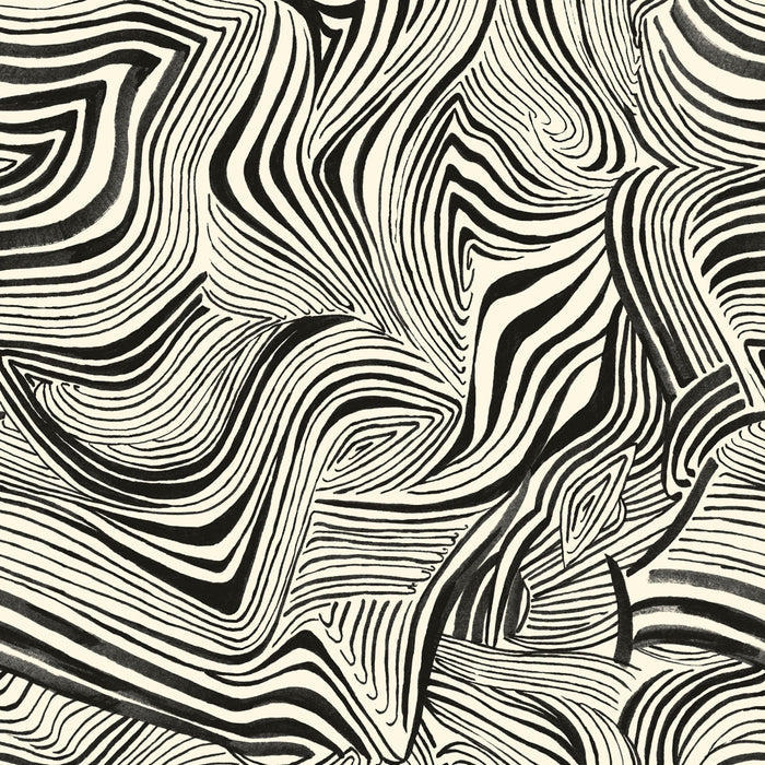 SINGLE ROLL / Waverly White and Black Zebra
