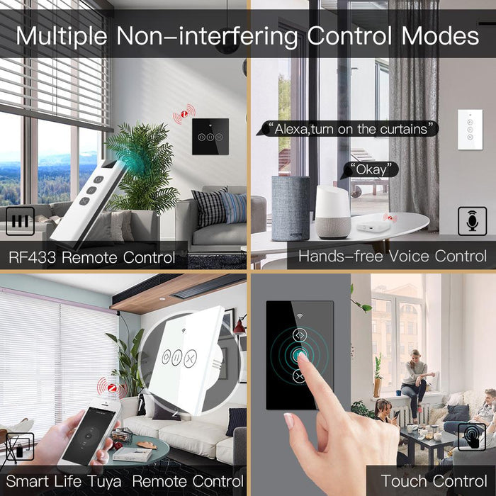 ZigBee RF Smart Touch Curtain Roller Blinds Shutter Switch Tuya Smart Life App Wireless Control Works with Alexa and Google Home US - Moes