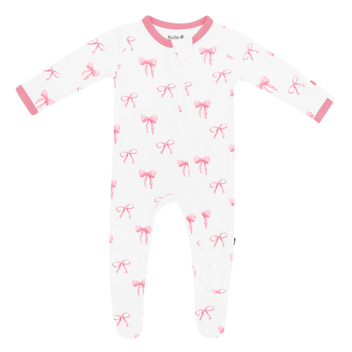 Zippered Footie pajamas in Bow