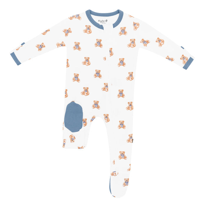 Sole grip on Zippered Footie pajamas in Teddy Bear