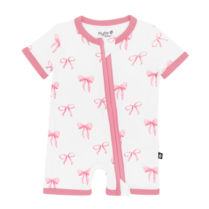 Kyte Baby Zippered Shortall Romper in Bow
