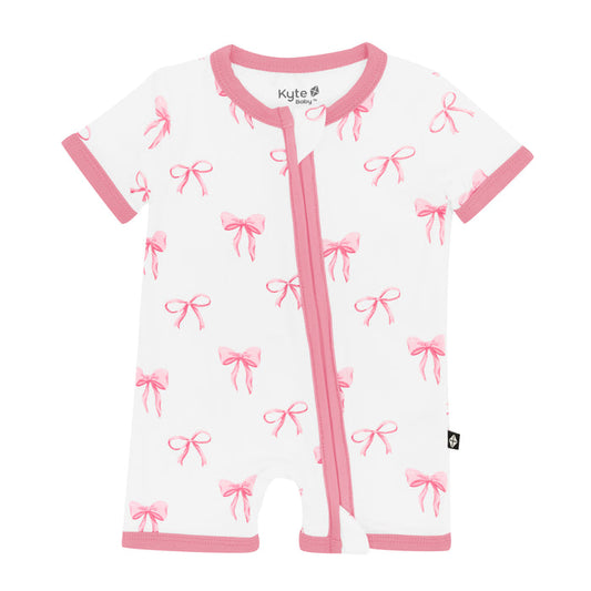 Kyte Baby Zippered Shortall Romper in Bow