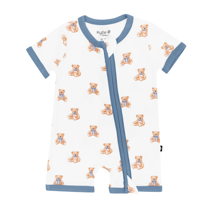 Kyte Baby Zippered Shortall Romper in Teddy Bear